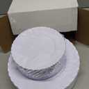 U-QE 60 Pcs White Plastic Plates for Party Scalloped Plastic Plates Heavy Duty & Elegant Include 30 10" Dinner & 30 7" Dessert Plate - Perfect for Party & Wedding