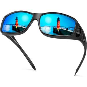 Polarized Sunglasses Fit Over Glasses for Men Women, Wrap Around Sun Glasses for Driving Fishing UV400 Protection