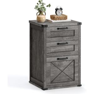 VASAGLE File Cabinet, Filing Cabinet with 3 Drawers, Printer Stand, Fit A4, Letter Size, Hanging File Folders, Modern Farmhouse Style, for Home Office, Misty Gray UOFC054G01