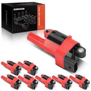 A-Premium Engine Ignition Coil Pack Compatible with Chevy Silverado 1500, Impala, Tahoe, Camaro, Colorado & GMC Sierra 2500 HD, Yukon & Buick LaCrosse & Cadillac Escalade & Isuzu NPR, Red, Set of 8