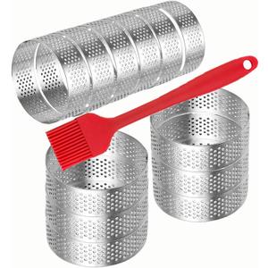 12Pack Tart Rings 3.15 Inch Perforated Tart Ring Stainless Steel, Round Mousse Cake Ring Metal Pastry Mold for Baking Cooking Pastries, small fruit tartet crust 8cm