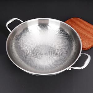 14 Inch Titanium Hammered Wok with Double Handles, Frying Pans Nonstick, Non-Stick Wok, Scratch-Resistant Non Stick Titanium Pans for Cooking,No lid