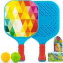 Outdoor Toys for Kids Pickleball Paddles - Outside Beach Yard Games Toy for Kid Ages 4-5-6-7-8-12 Year Old Boys & Girls Gifts, Balls Set of 2, Lightweight & Durable Grip for Small Hands, Beginner (Multicoloured)