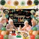 Vlipoeasn Retirement Decorations for Men Women, Colorful Vintage Retirement Party Set with Backdrop Banner Honeycomb Centerpieces Hanging Swirls, Office Retired Farewell Decor