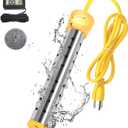 Immersion Water Heater,with 304 Stainless Steel Cover Intelligent Temperature Control and UL Certification Portable Bucket Heater Heat 5 Gallons of Water in Minutes