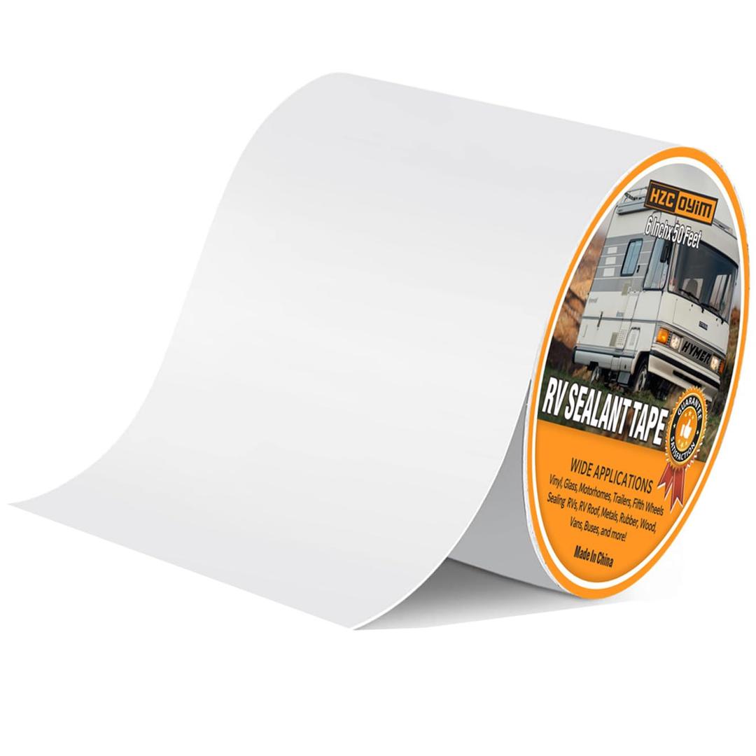 RV Roof Tape, RV Sealant Tape White, 6" x 50' Weatherproof, UV-Resistant Roofing Tape, RV Camper Roofing Repair Sealant Tape for Camper, Boat Sealing, Window, Truck Stop Camper Roof Leaks