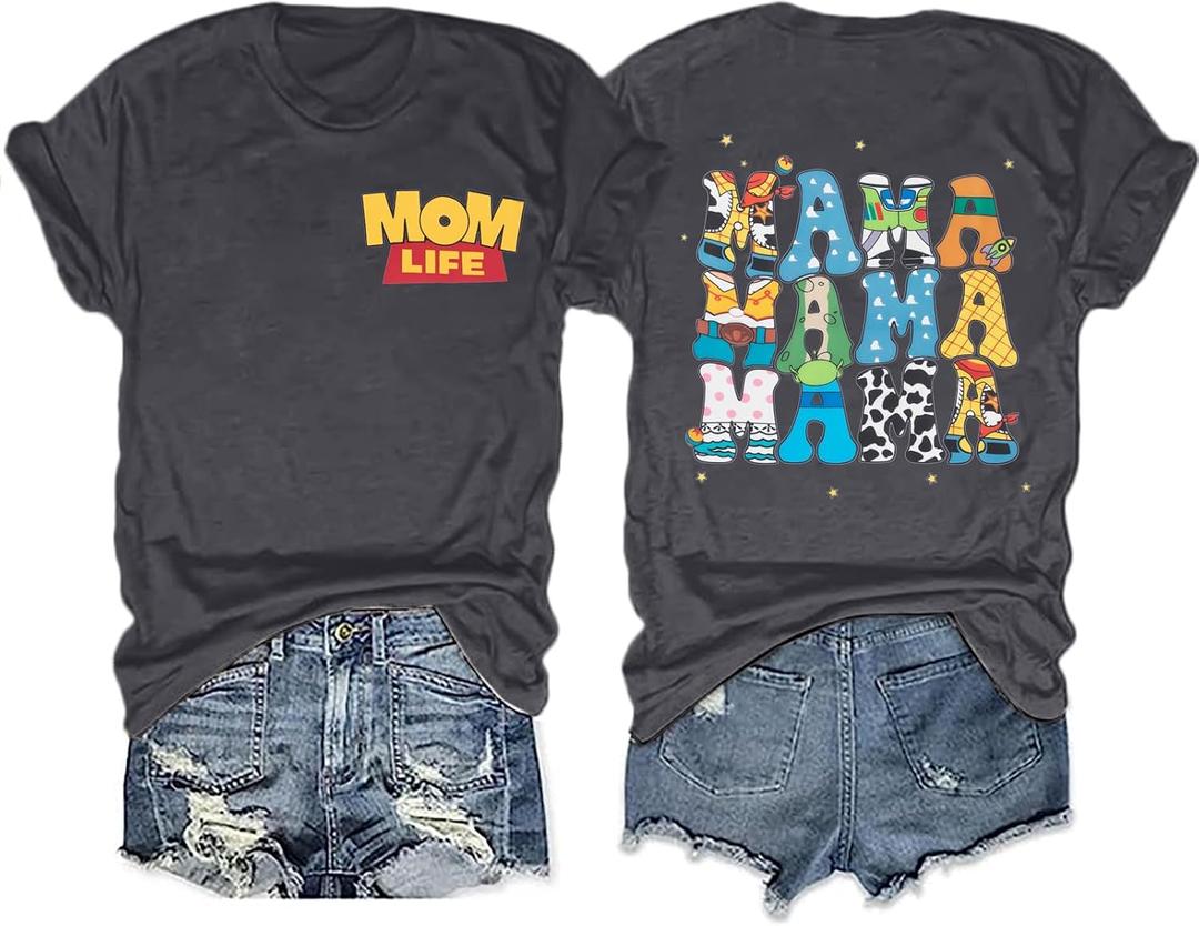 Mama Shirt for Women Mom Life T Shirt Mothers Day Tops Mom Birthday Crewneck Short Sleeve Tops (Gray, M)
