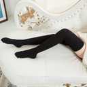 Womens Thigh High Socks Extra Long Cotton Knit Thick Ribbed Over Knee Stockings with Diamond Pattern (One Size, Black)