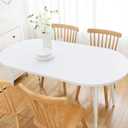 Wolkemer Fitted Oval Tablecloth Spandex Stretch White Cocktail Table Cover Elastic Edge Topper Cap for Dining Wedding Party Picnic 48 x 72 Inch