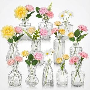 Ferrochef 12 Pcs Artificial Flowers Table Centerpiece with Vases Spring Colorful Wildflower Centerpieces Silk Flower Arrangement for Wedding Baby Shower Table Centerpieces Party(Warm Tone)