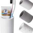 Drying Stone Toothbrush Holder, Diatomite Toothbrush Holders for Bathroom Counter, Quick Drying Electric Toothbrush and Toothpaste Holder Bathroom Organizer, White