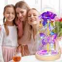 QUNPON Mothers Day Rose Gifts for Mom Flowers Rose Gifts for Women,Birthday Gifts for Women,Purple Butterfly Flowers for Mother Day Flower Gifts from Daughter Son,Gift for Mom,Sister,Her,Grandma,Wife