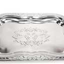 14 inches - Set of 1 - Metal Decorative Tray, Jewelry Dish Cosmetics Organizer Bathroom Clutter Serving Platter Storage Tray (2 Pack)