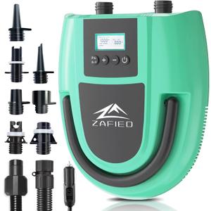 Electric Paddle Board Pump Portable, 20PSI High Pressure SUP Air Pump with Intelligent Dual Stage Inflation, Deflation & Auto-Off Function, 120W 12V DC Inflatable Pump for Paddleboard, Kayak, Boat (Green)