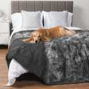 PetAmi Waterproof Dog Blanket for Large Dog, Queen Size Calming Pet Blanket Couch Cover Protector, Sherpa Faux Fur Cat Throw for Sofa Furniture Bed, Soft Fluffy XL, 90x90 Tie-Dye Gray