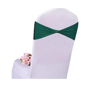 Spandex Emerald Green Chair Sashes 50 Pcs Dark Green Sashes Bows Elastic Chair Cover Bands Ties Without Buckle for Wedding Party Events Ceremony Birthday