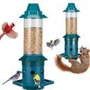 Kingsyard Squirrel Proof Bird Feeder for Outside, 3 LBS High Capacity Metal Feeder with Adjustable Weight Sensing, Weatherproof Wild Bird Feeders for Cardinals Blue Jays - Garden Decor Gifts (Green)