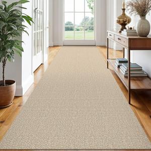 EARTHALL Extra Long Runner Rug 3x14 Ft Washable Runners for Hallways Cotton Non Slip Entryway Runner Braided Kitchen Runner Indoor Outdoor Carpet Runners for Stair, Hall, Foyers, Send/Beige