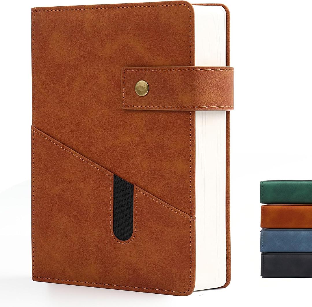 Lined Journal Notebook for women men,368 Pages Hardcover Leather Journals for Writing, A5 Journaling Notebooks,Daily Journals Notebook for Work Note Taking,Travel,Business,School , 5.7"×8.3" (Brown)
