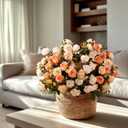 Artificial Rose Flowers for Outdoor 4 Bundles Rose Bouquet with Daisy Faux Flowers UV Resistant for Home Indoor Outside Garden Porch Window Box Balcony Yard Porch Decor (White+Orange)