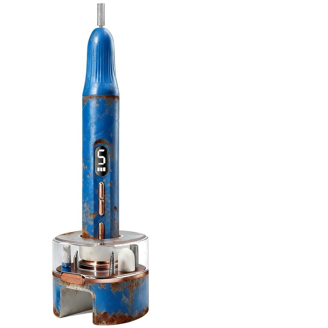 Electric Nail File with Nail Lamp, 5 Speeds Professional Electric Nail Drill Kit for Acrylic Gel Nails,Portable Efile Set with 12 pcs Nail Drill Bits,Pedicure Tool for Home Salon Use (Blue)