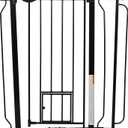 Carlson 36" Extra Tall Walk Through Dog Gate for Doorways & Bottom of Stairs, Metal Pet Gate with Small Pet Door, Expands 29.536.5, Black