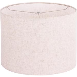 Wellmet 13"x13"x10" Assembly Required Lampshade for Table Lamp, Bedside Lamp, Floor Lamp, Fabric Drum Lampshade Classic Modern Style, Spider Fitter, Linen