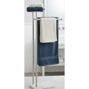 Songtec Towel Rack Stand for Bathroom, 2-Tier Towel Holder Stand for Bath Towels Max to 68”, Practical Shelf on Top