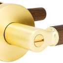 Walnut Wood Privacy Door Lever Gold Reversible Keyless Locksets Door Handles for Interior Bedrooms&Bathrooms Room Door Lock Zinc Alloy Base (1 Pack, Stain Brass, Privacy)