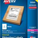 Avery Half Sheet Printable Shipping Labels, 5.5" x 8.5", White, 500 Blank Mailing Labels, Great for Packages, Product Labels, Organization, and More (95930)