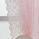 Kotile Pink Sheer Curtains for Girls Room, Country Rustic Vine Floral Embroidered Sheer Lace Curtains 63 Inch Length 2 Panels Set, Rod Pocket Privacy Window Lace Sheer Curtains, 52 x 63 Inch, Pink