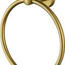 JQK Towel Ring Brass Gold, 304 Stainless Steel Hand Towel Holder for Bathroom, Brushed Gold Wall Mount, TR130-BG