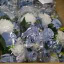 NUPTIO Artificial Flower Centrepieces for Tables - 10 Pcs DustyBlue & White Fake Flowers Roses Balls 13.8in Diameter - Silk Faux Rose Arrangement for Wedding Party Centerpiece Table Decorations