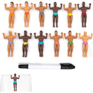 Drinking Buddies NPW Party Edition Drink Markers & Wine Glass Charms  Holiday Party Favour, Stocking Stuffer & Christmas Girls' Night Gift (12-Count, Pen Included)