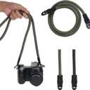 Camera Strap Rope, 40 Inch Climbing Rope Camera Neck Strap Shoulder Wrist Straps for Mirrorless Micro Single Cameras (Green)