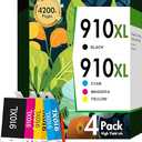 910XL Ink Cartridge 4 Packs Compatible Replacement for HP Ink 910 XL with OfficeJet Pro 8020 8025 8028 8035 8030 8010 8015 8018 8022 Printer, Black Color