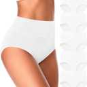 ASIMOON High Waisted Cotton Underwear for Women Plus Size Slight Tummy Control Full Coverage Panties Briefs Ladies Pack M