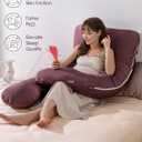QUEEN ROSE Pregnancy Pillow, Maternity Body Pillow for Sleeping, U Shaped Pillow for Body Support Sleeping, Silky Satin Cover, Purple