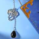 7 x Vintage Bookmark with Dragon Drop Black Crystal Stones Pendant Silver Metal Dragon Chain,Handmade Bookmarks for Reading Women,Men,Book Lovers,Girls,Teens,Teachers and Students(Opal)