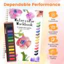 Watercolor Workbook, Water Coloring Book, 12 Different Patterns of Original DIY Designs, 12 Colors Watercolor Paint Set with Brush, Beginner-Friendly Watercolor Workbooks