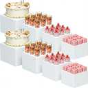 LemonRoad 8 Pcs Buffet Food Risers for Table, 5", 5.5", 6.5", 7.8'' Acrylic Buffet Risers and Stands, Display Stand Box for Catering Dessert Collectibles Jewelry Figures Show Cube (White)