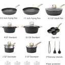 CAROTE 21pcs Pots and Pans Set Nonstick, Cookware Set Black Granite Induction Kitchen Cooking Set w/Frying Pans & Saucepans(PFOS, PFOA Free), 21 Piece