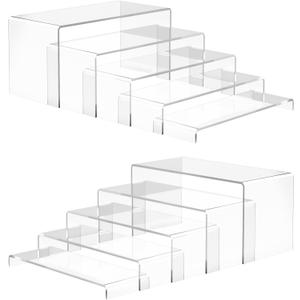 ANDGOO 10 Pack Large Acrylic Display Stands, 2 Set(10L~11L~12L) Perfume Stand Organizer, Clear Cupcake Stand, Display Risers for Retail Stores Special Events Exhibitions Home Decoration