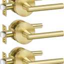 goldenwarm Brushed Gold Lever Passage Door Handle, Zinc-Alloy Gold Hall and Closet Door Handle, Lever Door Handles, Passage Door Hardware for Hallways and Closets (3 Pack)