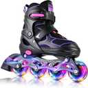 2PM SPORTS Inline Skates for Kids Girls Boys Ages 5-8 8-12 4-6 6-12 with Light Up Wheels, Adjustable Kids Roller Skates Blades for Adults Men Women Beginners Youths, Large - Youth