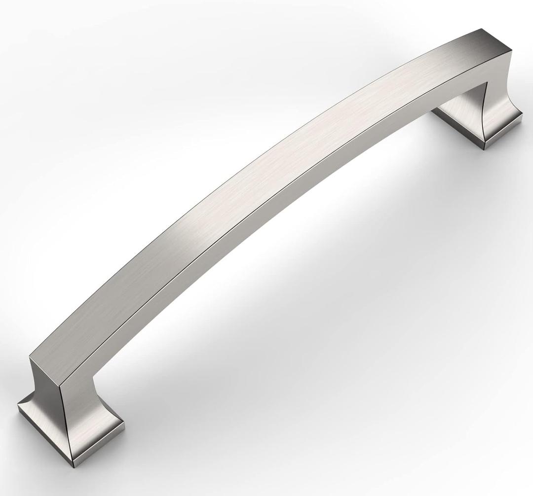 Amerdeco 10 Pack Brushed Satin Nickel 6.3 Inch(160mm) Hole Centers Kitchen Cabinet Pulls Cabinet Hardware Kitchen Handles for Cabinets Cupboard Handles Drawer Pulls ZH0009