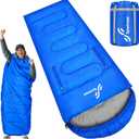 Sportneer Wearable Sleeping Bag for Adults & Kids  Walkable with Arm Zippers, Warm Weather & Cold Waterproof, Compact for Camping, Stadiums, Travel, Backpacking & Car Use (87''Long 32-65, Blue)
