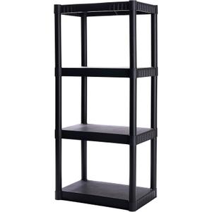 Plano 4-Shelf Plastic Storage Shelves, 48 x 23 x 14, 200lb Capacity, Pantry, Office, Closet and Garage Shelves, Easy to Assemble, Durable Plastic Shelving Unit