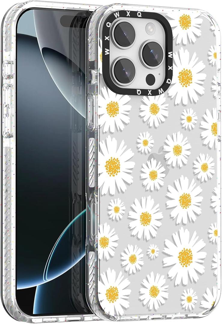 for iPhone 16 pro max case TPU+PC Premium Painted Anti-Drop Phone Case Superior Shock Absorption Military-Grade Drop Protection White Daisy Flower Phone case