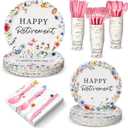 Yungyan 252 Pcs Wildflowers Retirement Party Tableware Set Included Plates Napkins Cups Forks Knives Cutlery for Party Decorations Supplies 36 Guests